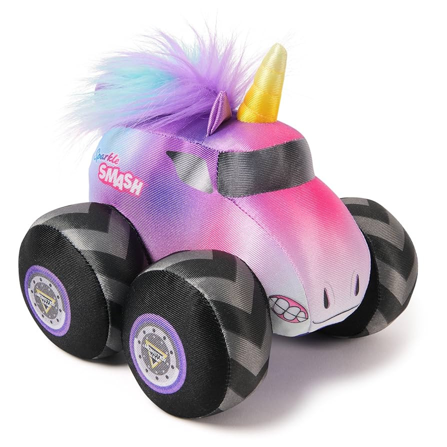 Monster Jam Official Sparkle Smash Truck with Sound, Plush Toy, Unicorn Monster Truck for Boys an... | Amazon (US)
