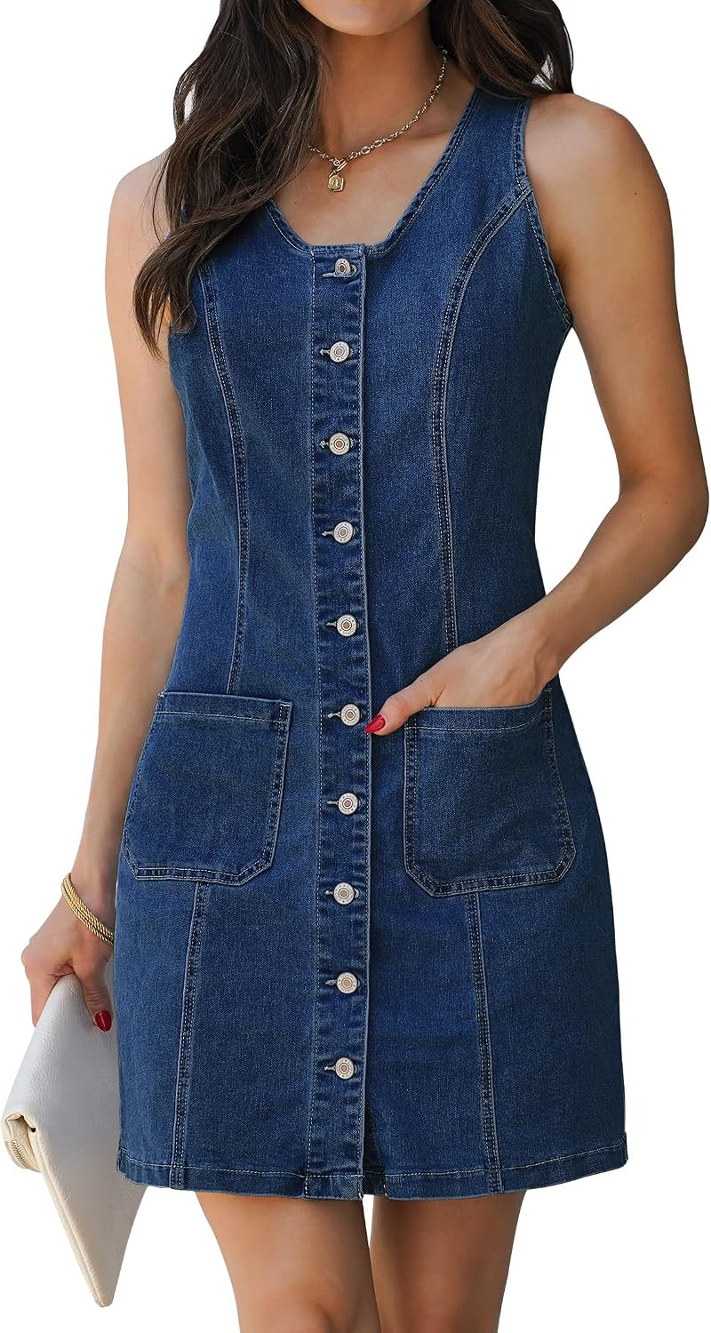 luvamia Summer Dresses for Women Denim Dress Sleeveless Western Jean Dress | Amazon (US)