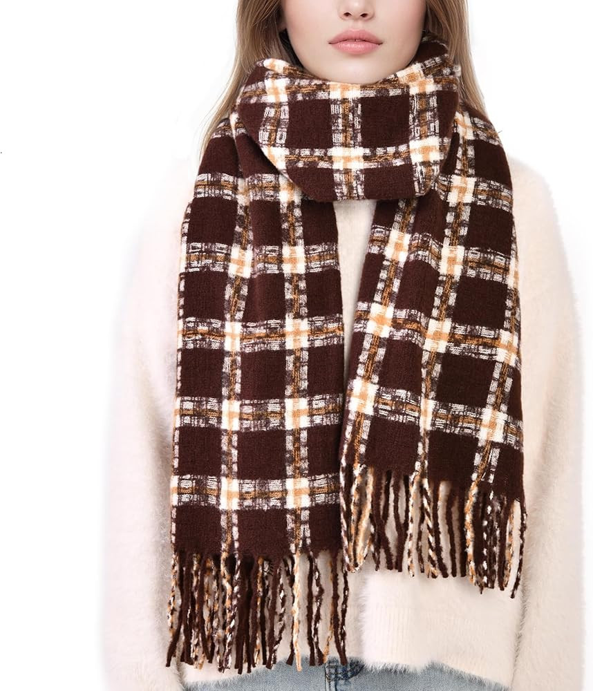 Trifabricy Winter Scarfs for Women, Long Blanket Scarf, Fashion Cashmere Feel Plaid Scarf, Chunky... | Amazon (US)
