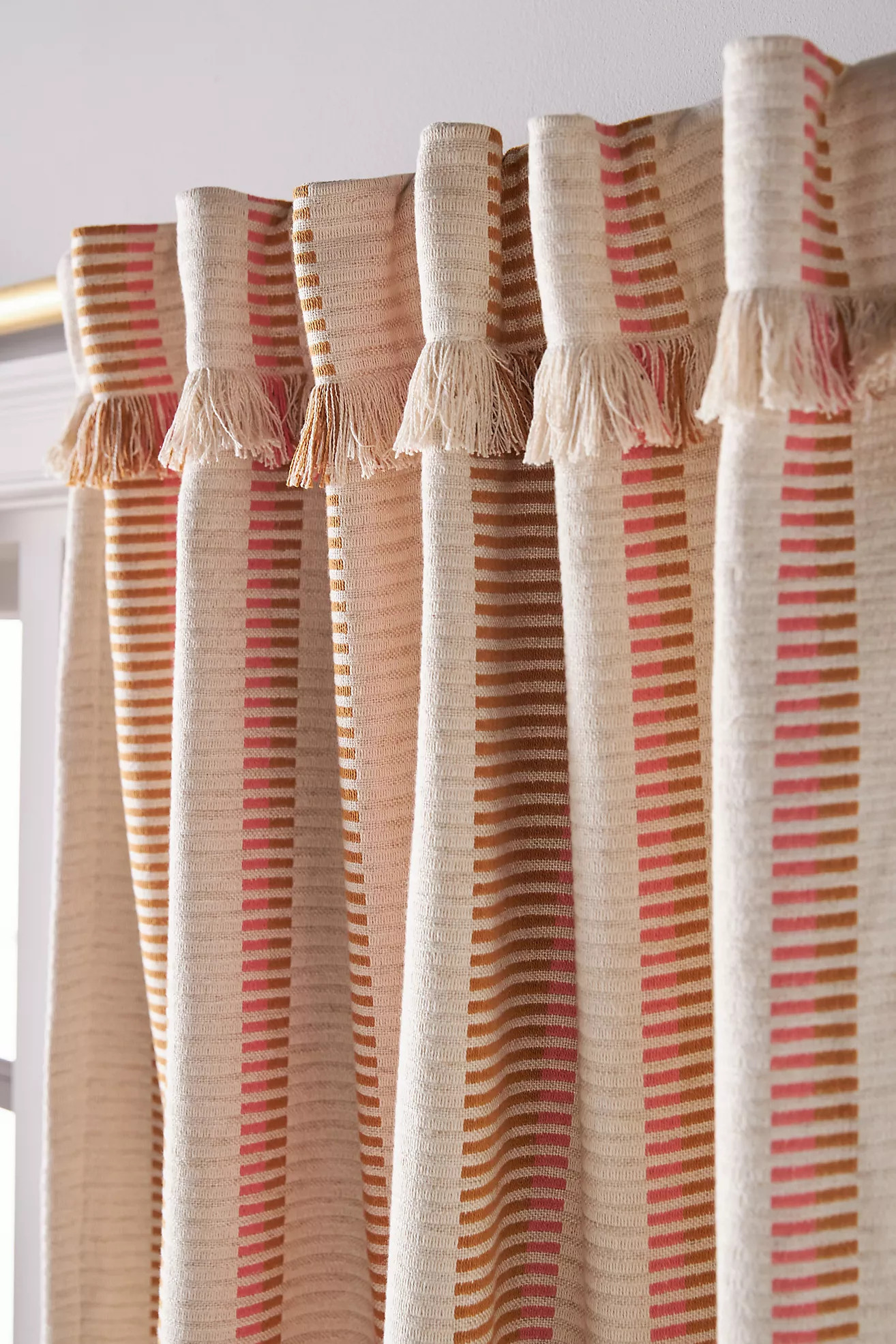 Pieced Stripe Cotton Blend Woven Blackout Curtain | Anthropologie (US)