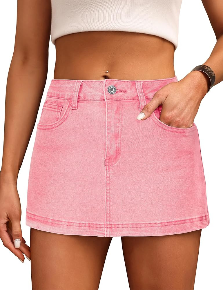BISUAL Denim Skort for Women High Waist Mini Denim Skirt Casual Stretch Jean Skirts for Women Den... | Amazon (US)