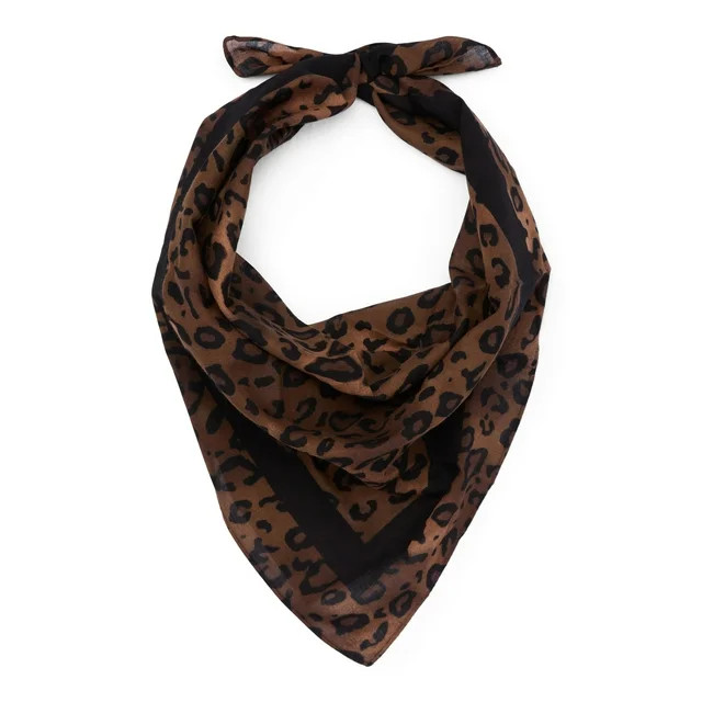 Time and Tru Women's Holiday Bandana, Leopard Print, Black Soot | Walmart (US)