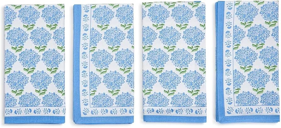 Two's Company Hydrangea Set of 4 Napkins - Cotton | Amazon (US)
