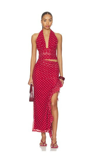 MORE TO COME Delia Maxi Dress in Red. - size M | Revolve Clothing (Global)