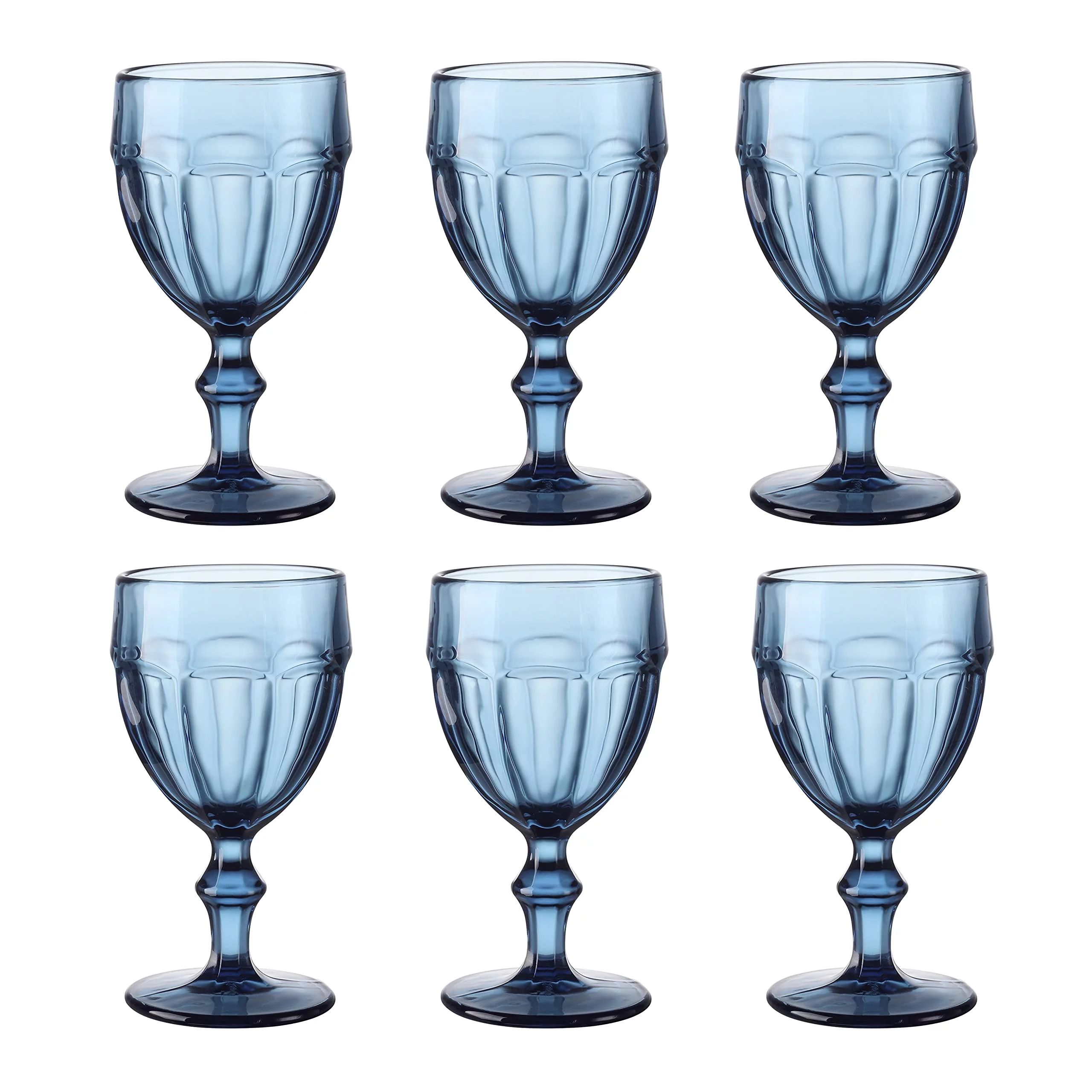 Colored Water Glasses with Stem , Footed Iced Beverage Goblets, Set of 6 (Navy Blue) | Walmart (US)