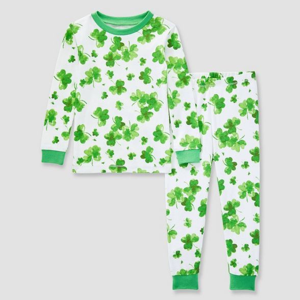Burt&#39;s Bees Baby&#174; Toddler 2pc Happy Clovers Organic Cotton Snug Fit Pajama Set - Green 2... | Target