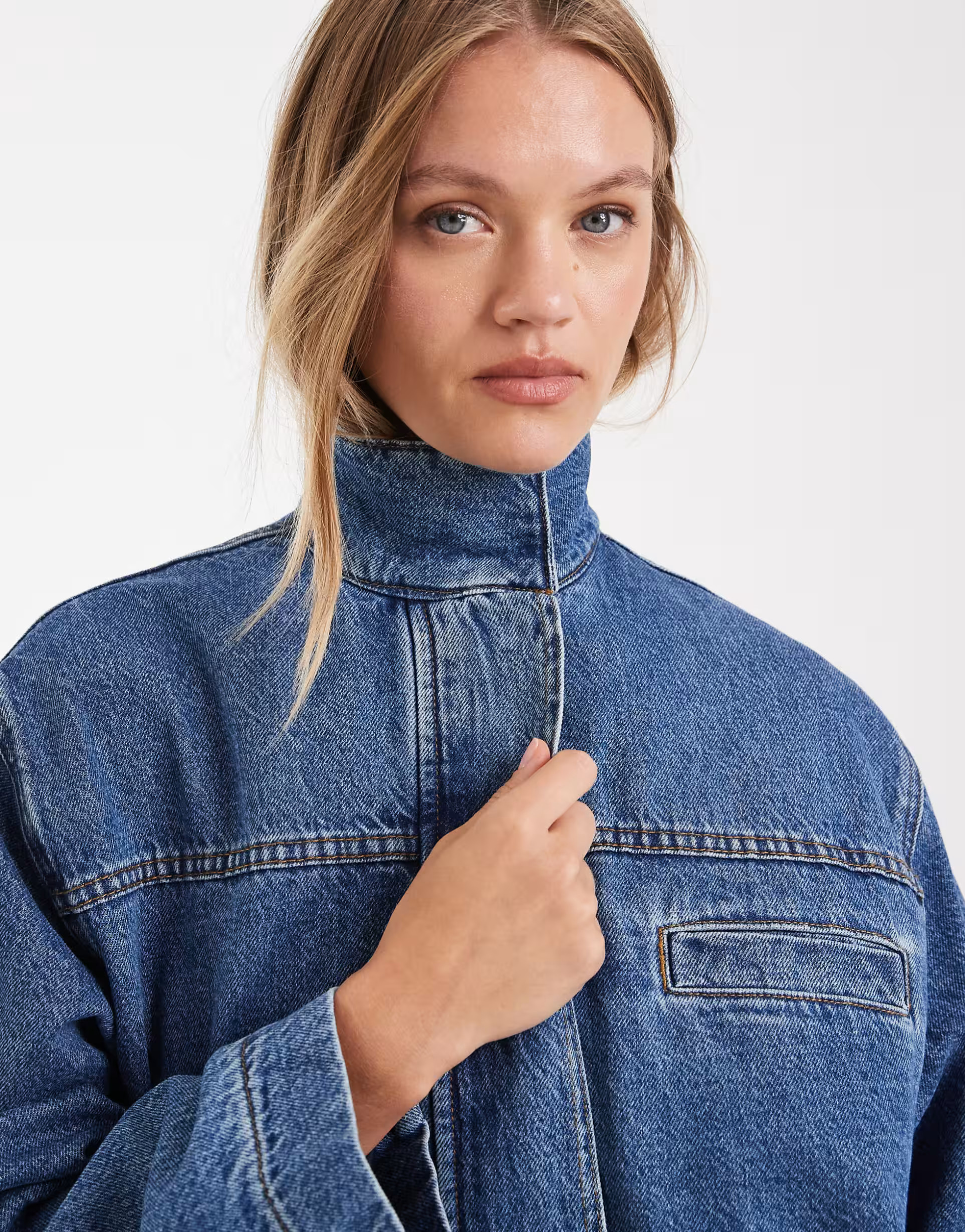 ASOS DESIGN denim funnel neck jacket | ASOS | ASOS (Global)