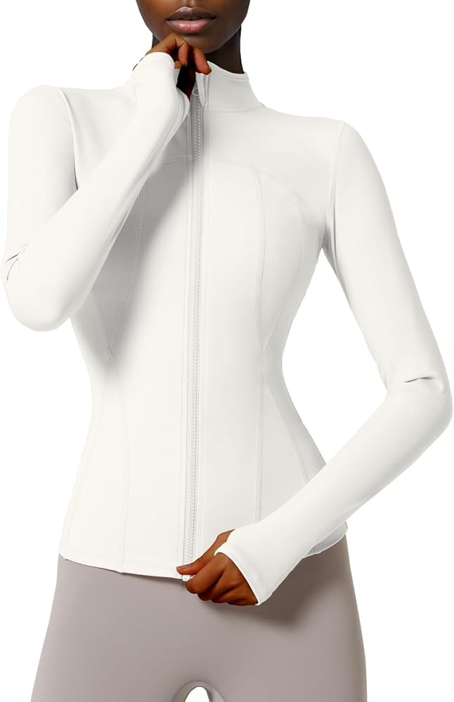 Locachy Women's Slim Fit Full Zip Athletic Running Sports Workout Jacket with Pockets | Amazon (US)