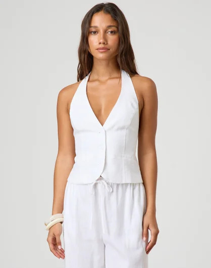 Linen Backless Halter Vest | Glassons (Australia)