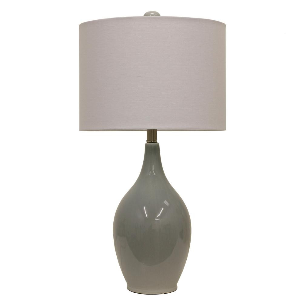 Decor Therapy Anabelle Ceramic 27 in. French Blue Table Lamp with Linen Shade-TL15462 - The Home ... | The Home Depot