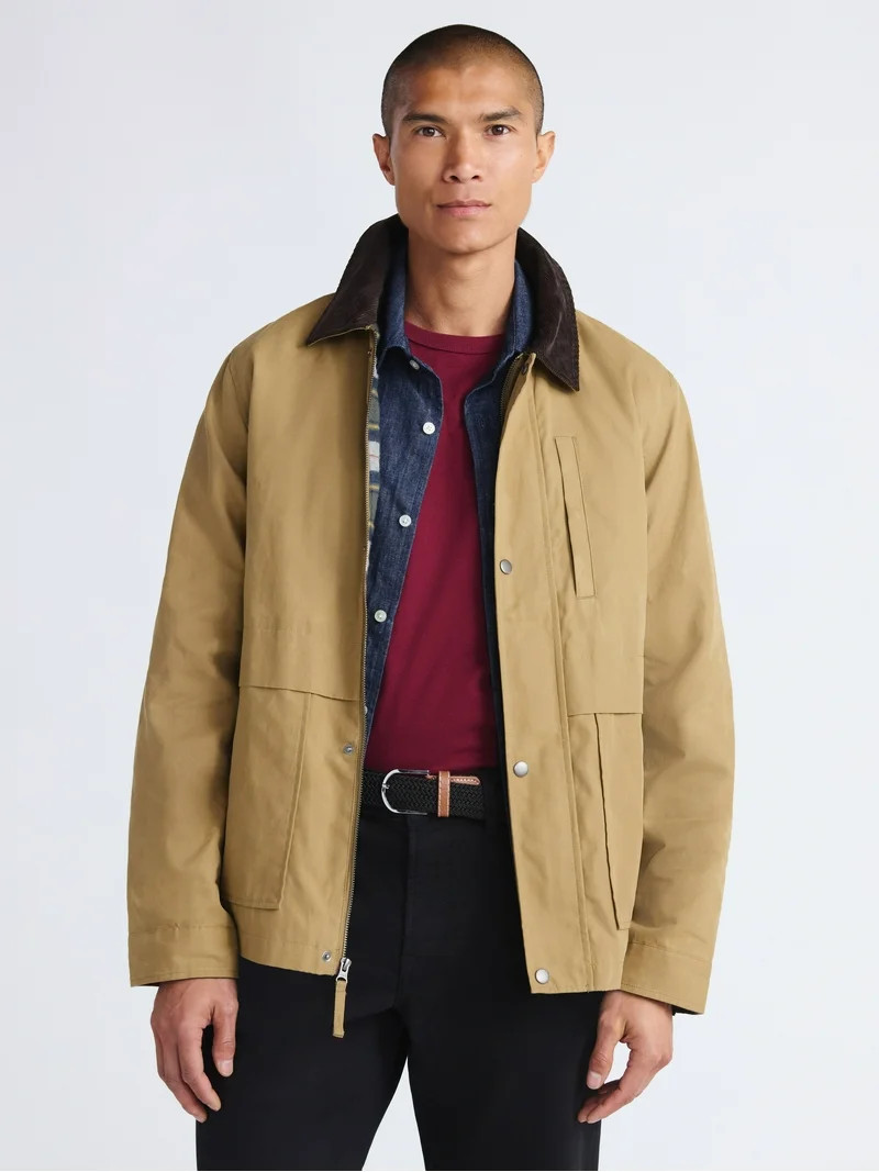 Free Assembly Men's Canvas Barn Jacket with Corduroy Collar, Sizes S-3XL - Walmart.com | Walmart (US)