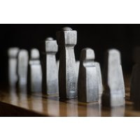 steel Chess Set, Unique Pieces, Modern Chess, Metal Rustic Industrial Minimalist Set | Etsy (US)