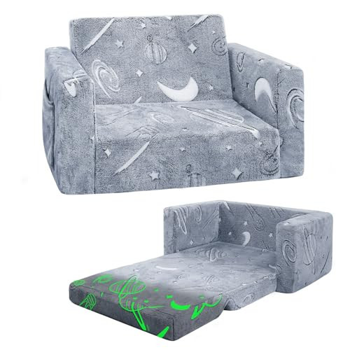 inhand Toddler Couch,Toddler Chair Comfy, 2-in-1 Baby Seat Furniture Fold Out, Convertible Sofa to Lounger with Cute Star Space Pattern Gifts for Kids Girl Boys,Medium | Amazon (US)