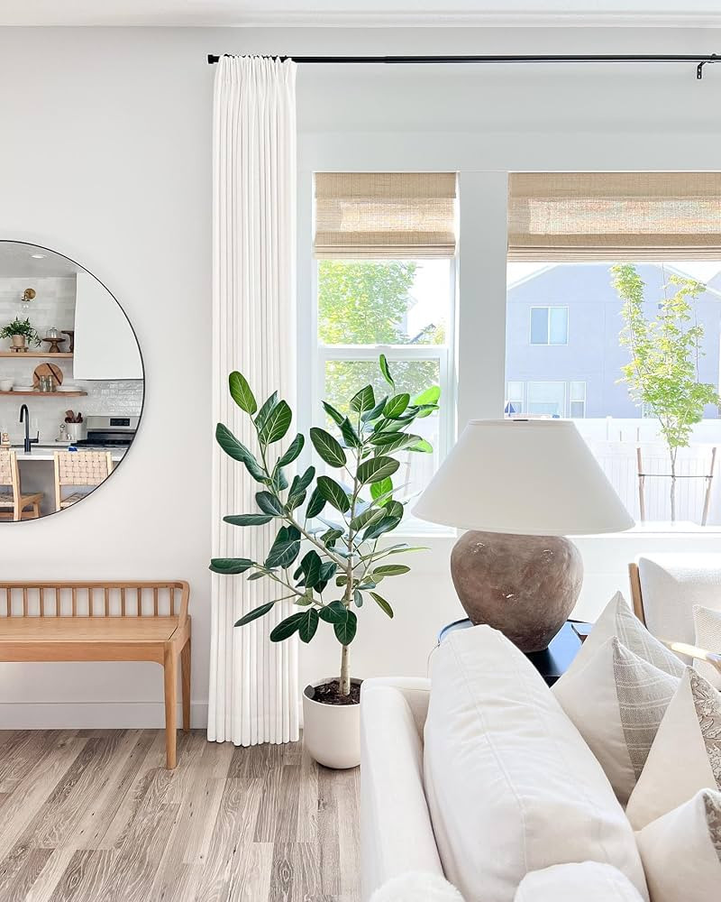 TWOPAGES 50 W x 102 L Pinch Pleat Curtain, Sliding Door Living Room Heavy Faux Linen Textured Win... | Amazon (CA)