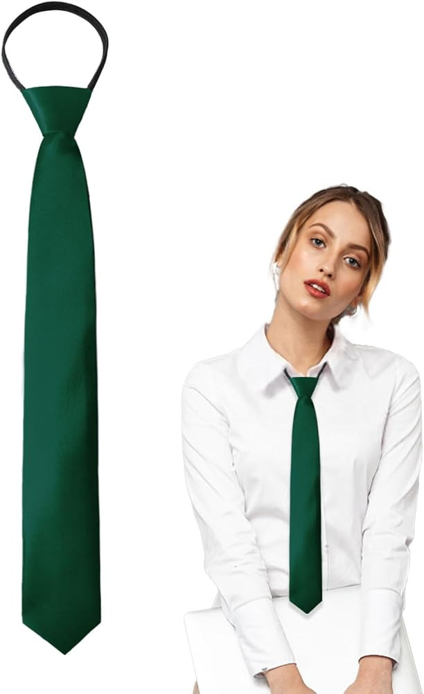 Womens Tie, Pre Tied Black/Red Ties for Women Adjustable Zipper Womens Necktie | Amazon (US)