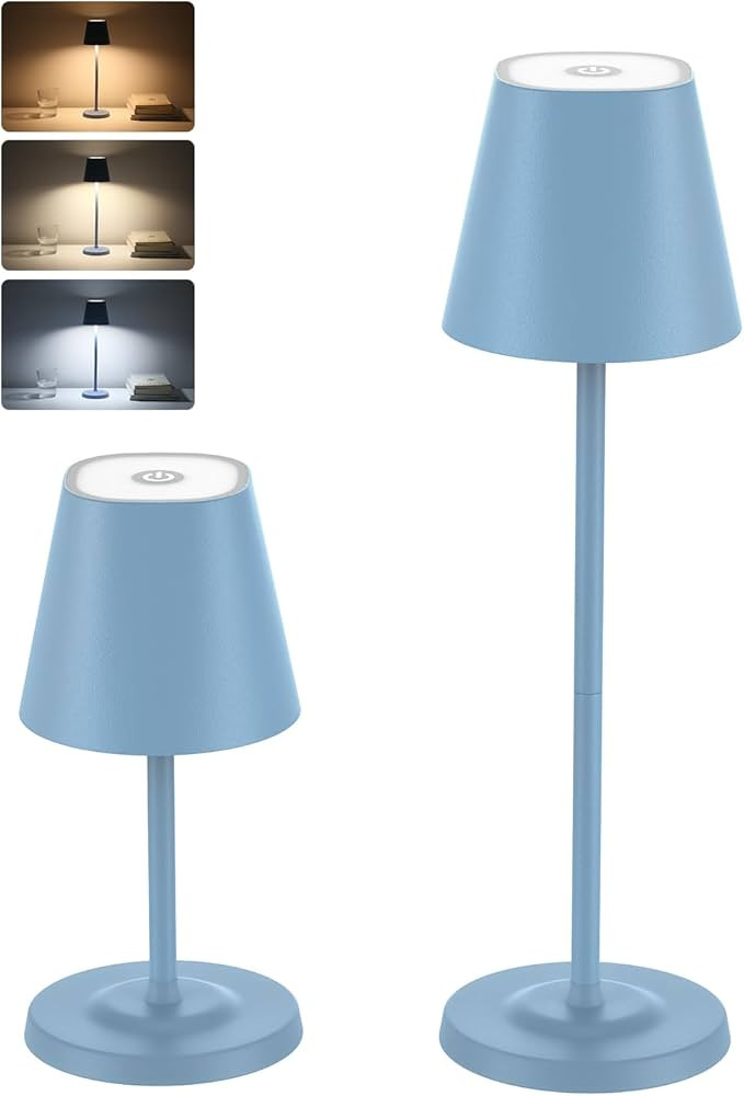 LED Cordless Table Lamp Rechargeable, 3-Height Adjustable, 5500mAh Battery Operated Lamp, 3-Color... | Amazon (US)