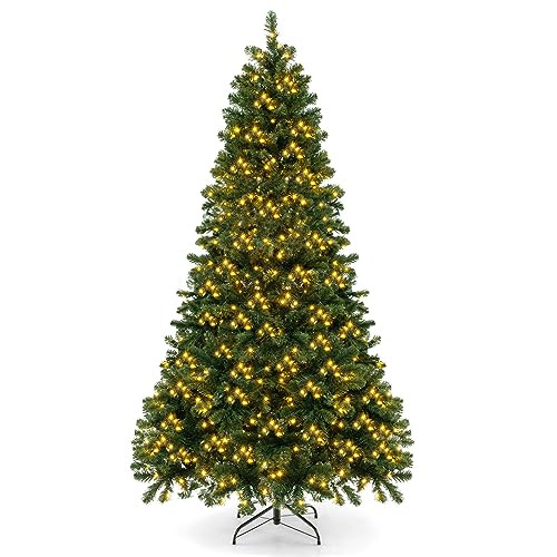 Goplus 6FT Pre-lit Christmas Tree, Premium Hinged Spruce Tree, with 560 LED Light and Metal Stand, Xmas Tree for Holiday Indoor Decor | Amazon (US)