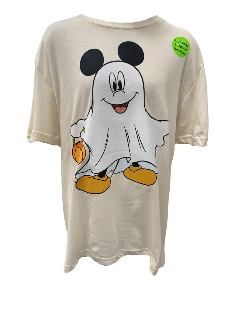 Disney Adult Glow in the Dark Halloween Ghost Mickey T-Shirt (Unisex), S to XXL | Walmart (US)