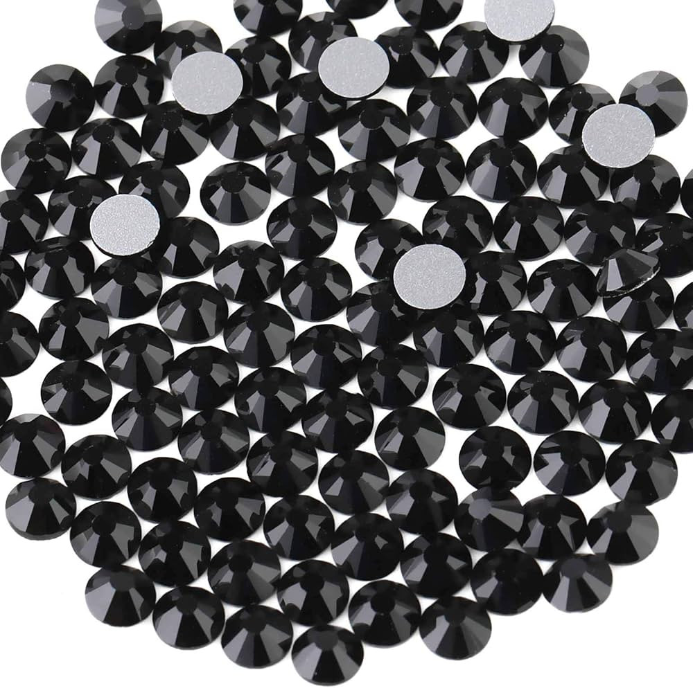 beadsland Flat Back Crystal Rhinestones Round Gems, Black (2.7-2.8mm) SS10/1440pcs | Amazon (US)