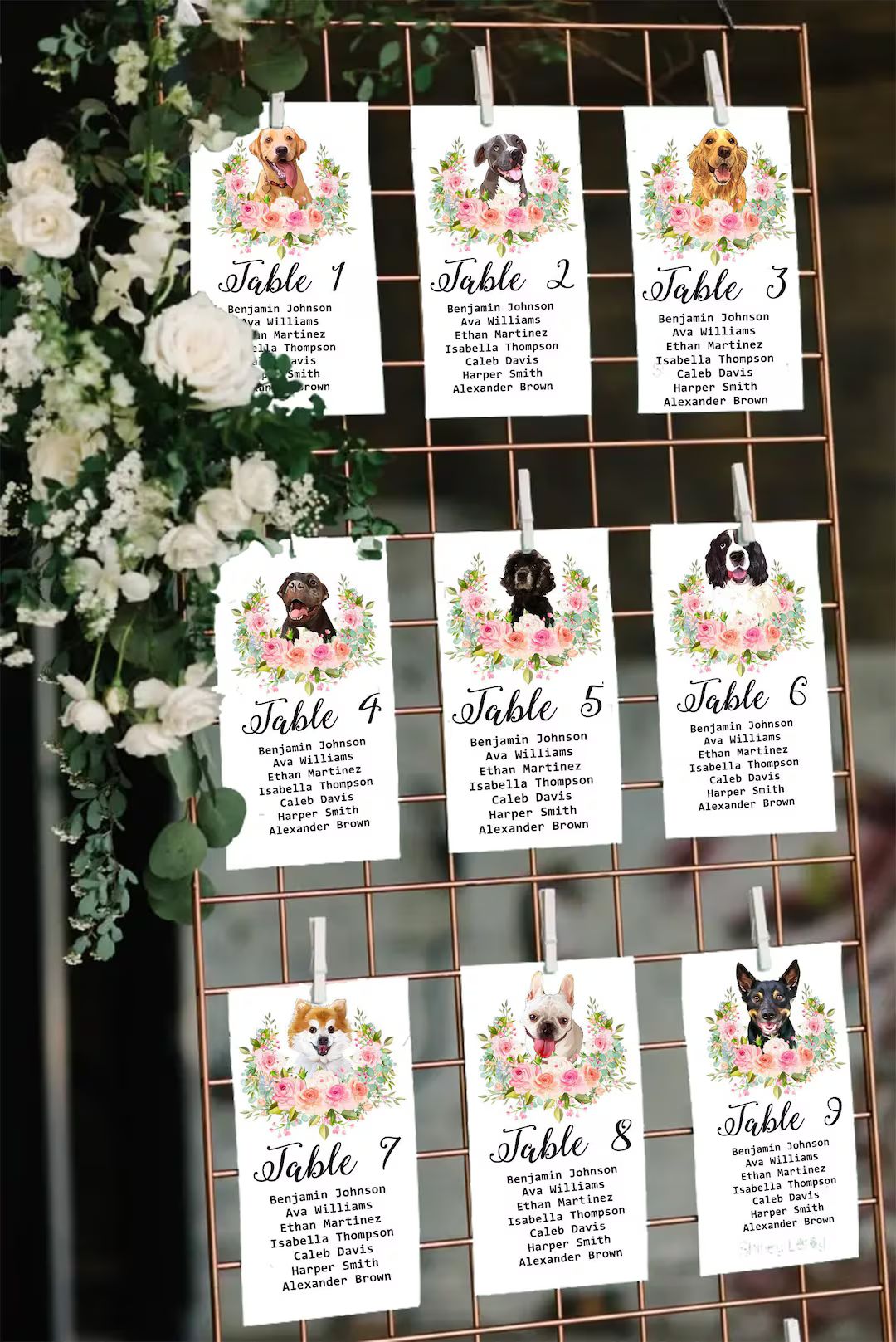 Table Seating Chart Wedding Seating Plan Bridal Shower Seating Chart Custom Wedding Pet Portrait ... | Etsy (US)
