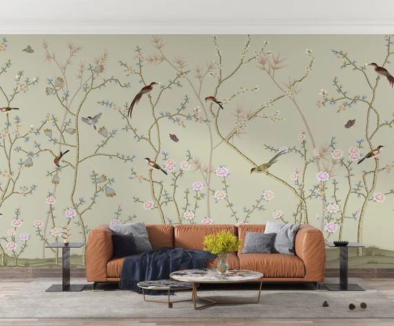 Flower and Bird Wallpaper Murals by welovewallz | Etsy | Etsy (US)