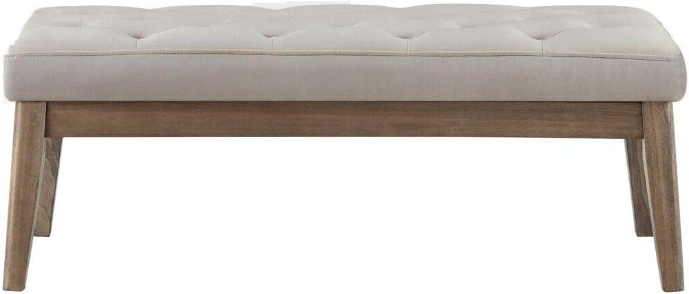 24KF Velvet Upholstered Tufted Bench with Solid Wood Leg,Ottoman with Padded Seat-Taupe | Amazon (US)