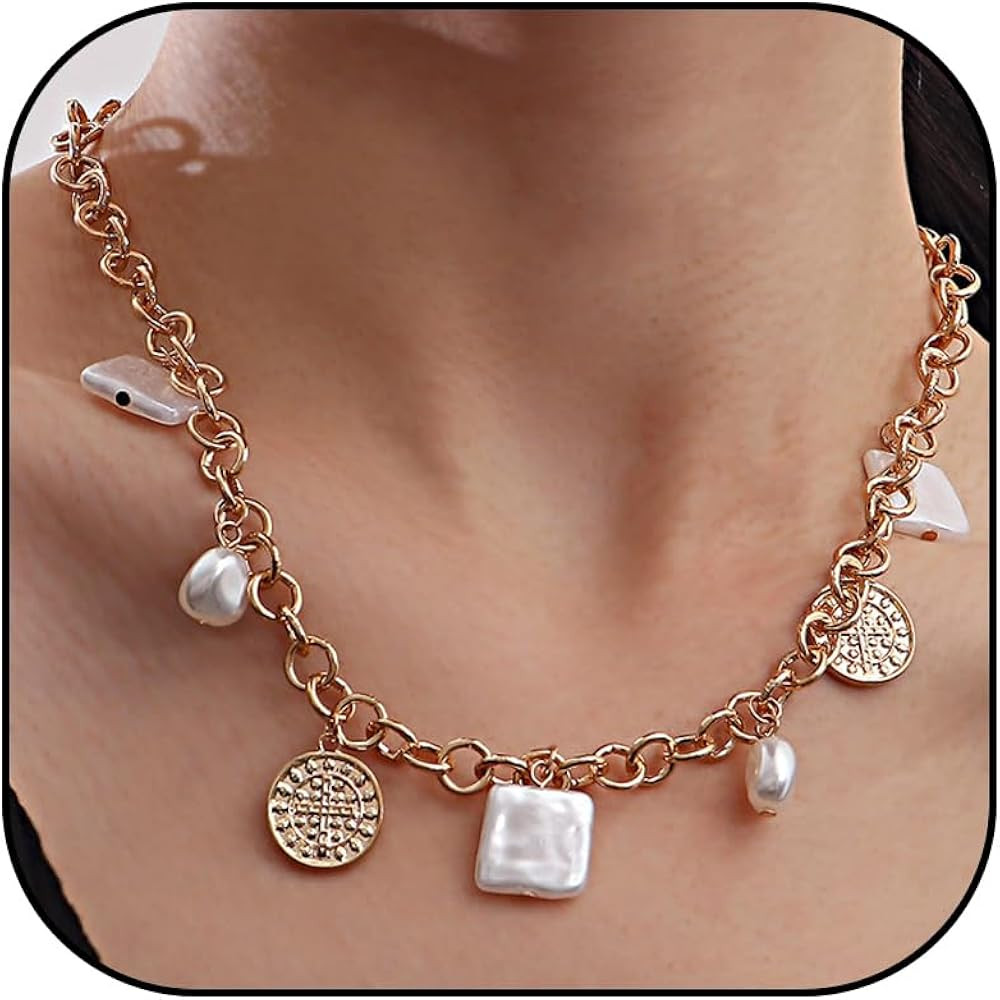 JAVARNV Charm Necklace for Women Trendy Gold Charm Necklace Paperclip Necklace Evil Eye Pendant N... | Amazon (US)