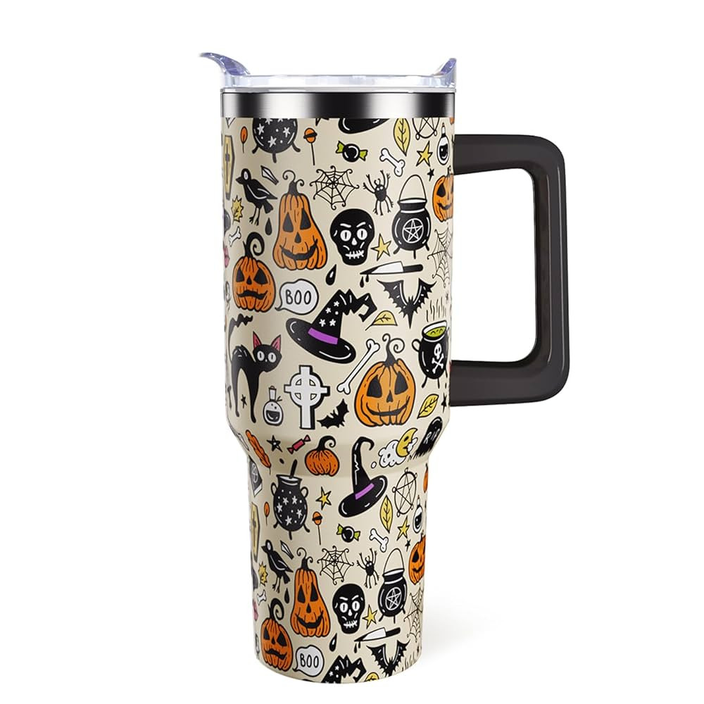 Halloween Tumbler 40oz Ghost Pumpkin Tumblers with Lid and Straw Halloween Gifts for Women Men St... | Amazon (US)