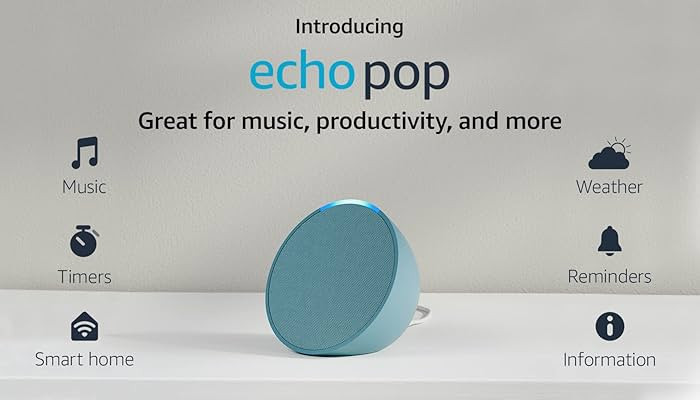 Introducing Echo Pop | Full sound compact smart speaker with Alexa | Midnight Teal | Amazon (US)