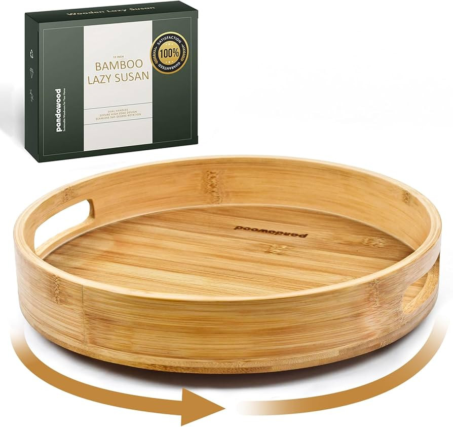 Bamboo Lazy Susan for Table Top 12 Inch - Turntable Organizer for Kitchen Countertop, Dining Tabl... | Amazon (US)