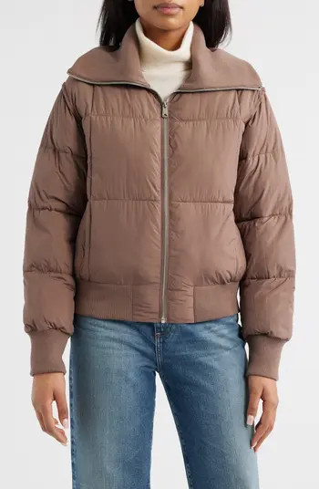 Bernardo Knit Collar Crop Puffer Jacket | Nordstrom | Nordstrom