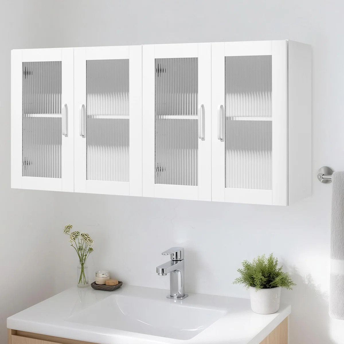 Laundry Room Wall Cabinet, 2-Tier Wall Mounted Cabinet with Adjustable Shelf, Cupboard Storage wi... | Wayfair North America