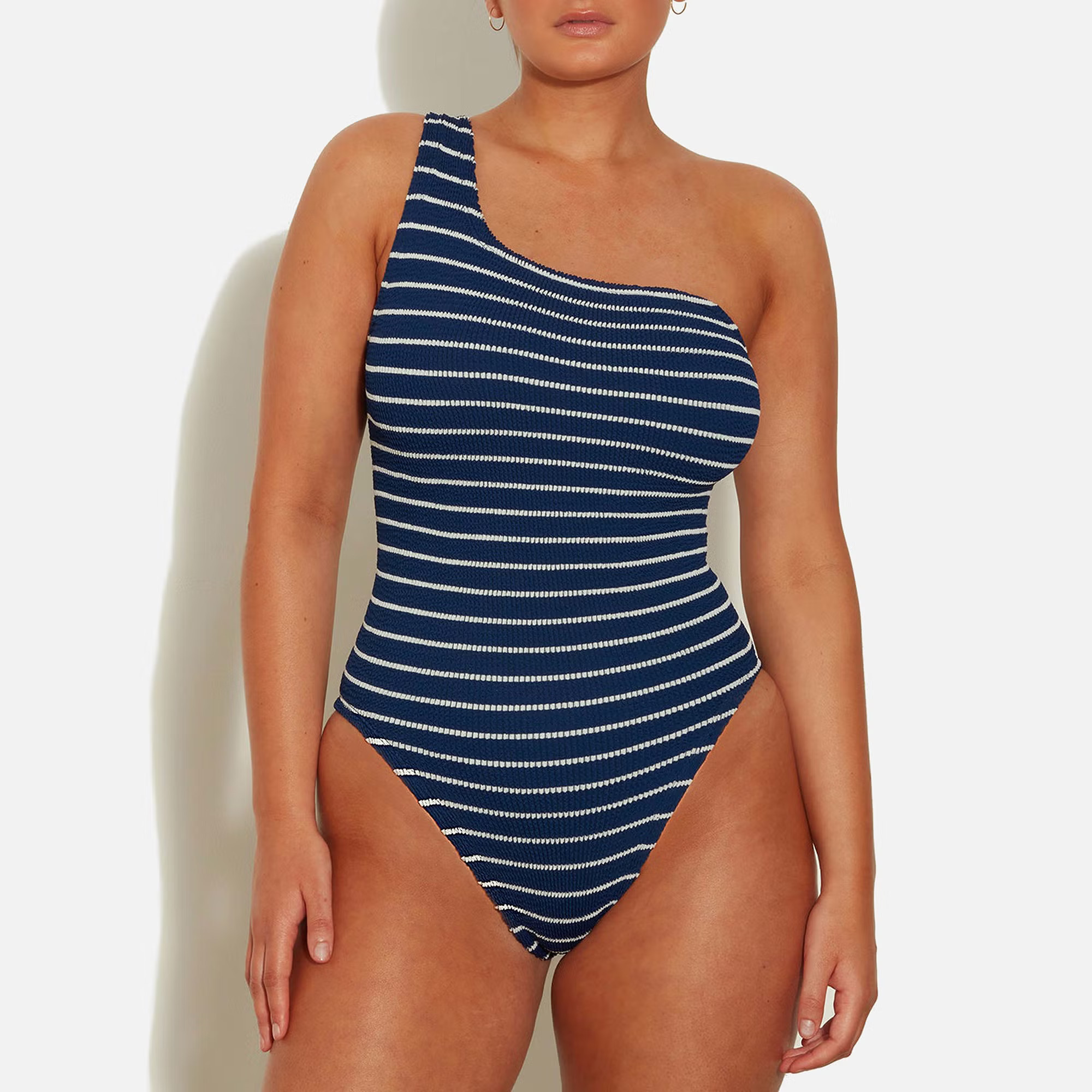 Hunza G Nancy Striped Seersucker Swimsuit | Coggles | Coggles (Global)