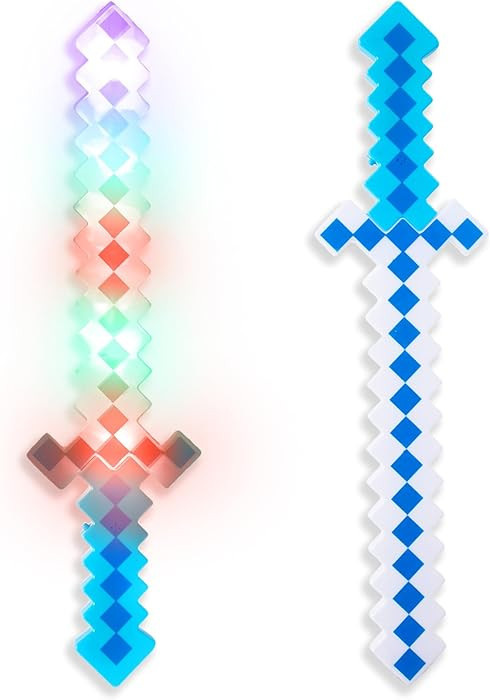 Fun Central 2-Pack LED 24” Light-Up Blue Pixel 8-Bit Toy Swords for Kids – Flashing Light Set... | Amazon (US)