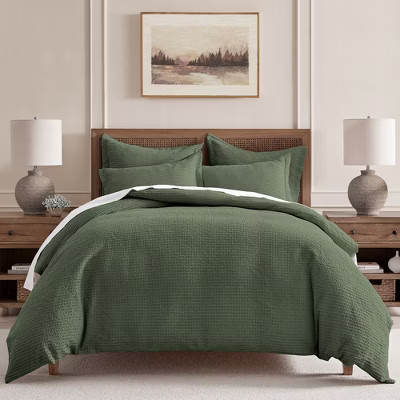 Cloud Waffle Forest Green Full/Queen Duvet Set - Levtex Home | Target
