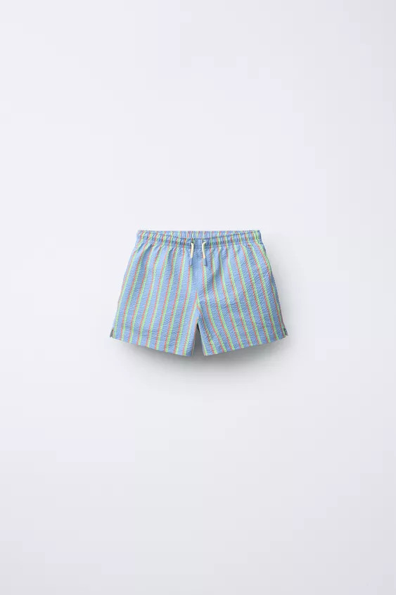 2-6 YEARS/ STRIPED SEERSUCKER SWIM SHORTS | Zara US