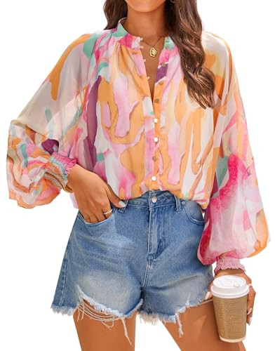 ZESICA Women's Floral Print Blouse 2025 Long Sleeve Button Down Casual Fall Boho Oversized Tops S... | Amazon (US)