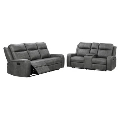 2-piece Upholstered Reclining Sofa Set Grey | Wayfair North America