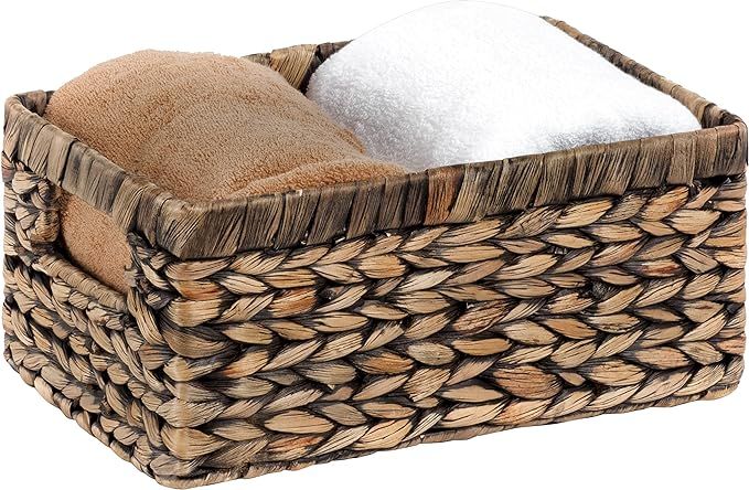 CENBOSS Wicker Baskets (Medium, Black Wash, 1PC) Rattan Woven Baskets, Water Hyacinth Baskets, Se... | Amazon (US)