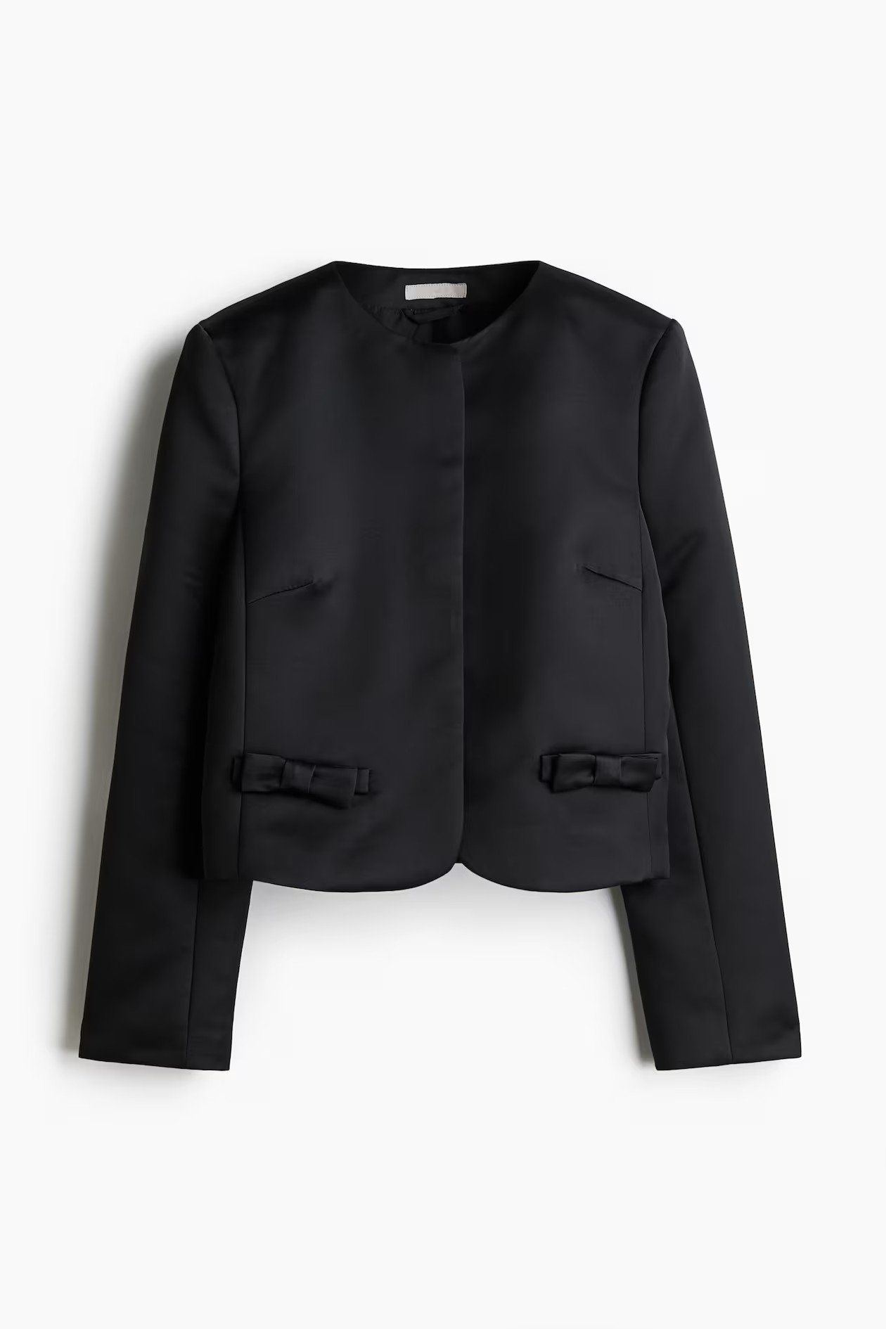 Bow-Detail Satin Jacket - Black - Ladies | H&M US | H&M (US + CA)