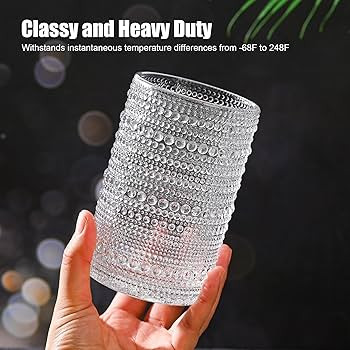 Hobnail Drinking Glasses with Straws 15oz Vintage Glassware Set of 6 Embossed Vintage Water Cups,... | Amazon (US)