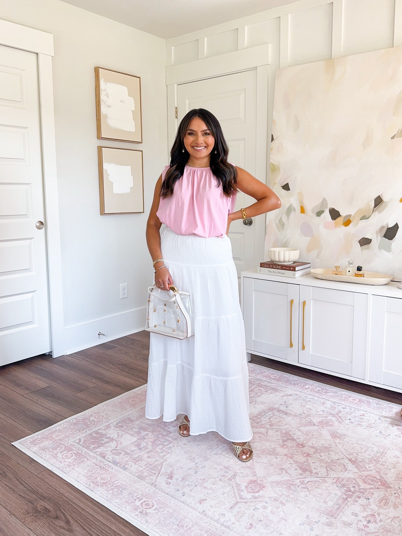 Anthro code! Use code RACHEL20 for 20% Off $100+ Reg Price Apparel, Accessories, Shoes, Beauty & Home -  some exclusions apply!

Pink bubble top size xxs TTS - didn’t love this top
White skirt size xs TTS
Gold heels size 5 TTS


#LTKSaleAlert #LTKStyleTip #LTKPetite