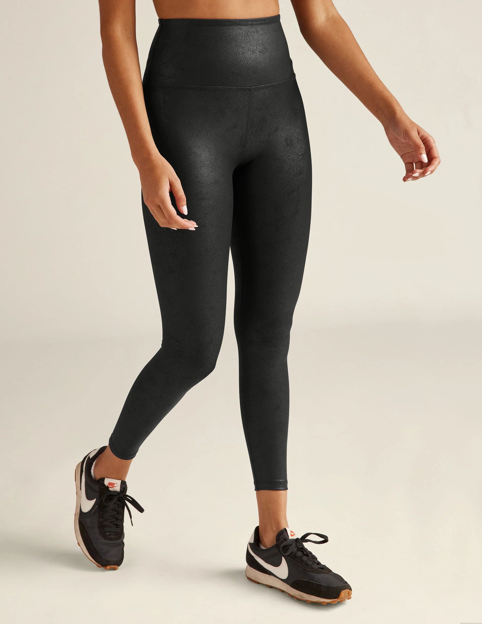 Luxe Leatherette High Waisted Midi Legging | Beyond Yoga | Beyond Yoga