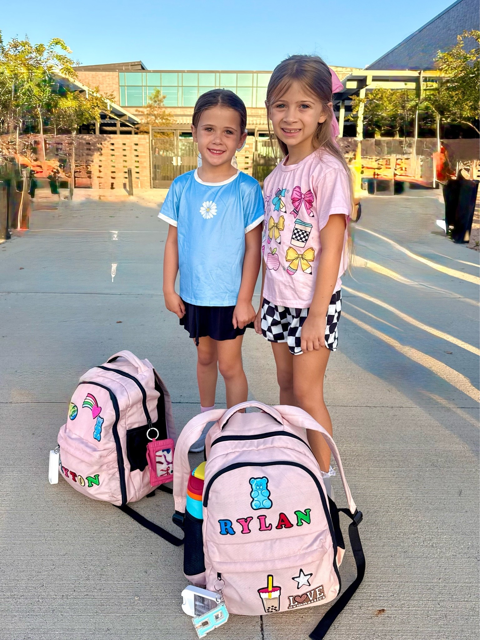It’s Rylan & Peyton’s 1st day of school! 

Custom backpacks, back to school, 1st grade, 2nd grade, bts fashion #supermixstudio