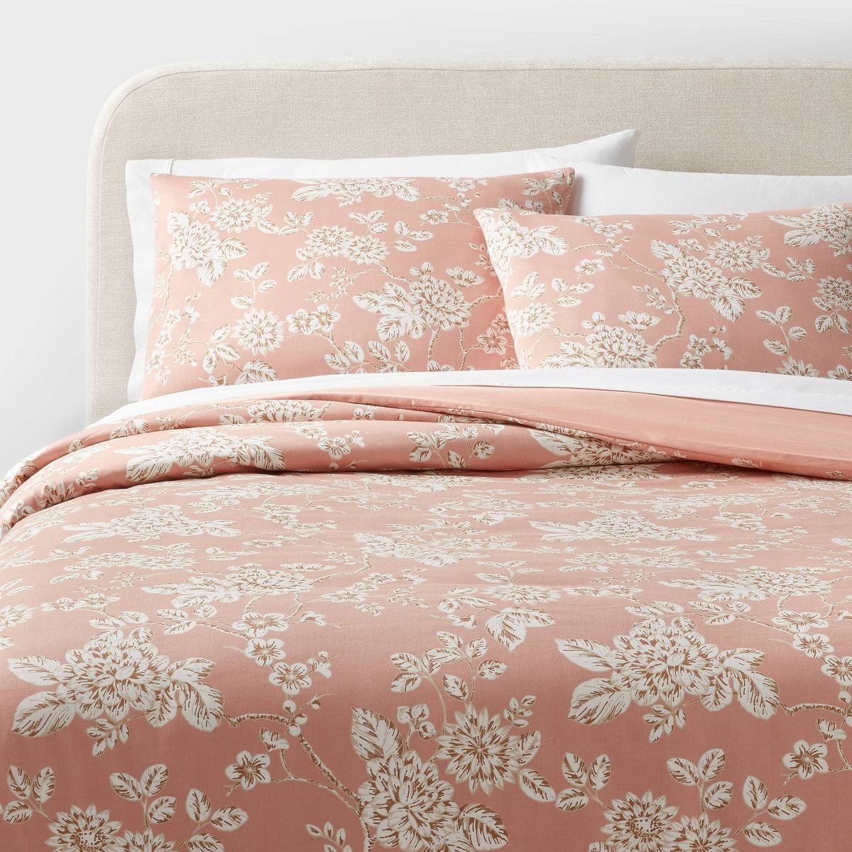 Full/Queen Trad Floral Print Duvet and Sham Set Light Pink - Threshold™ | Target