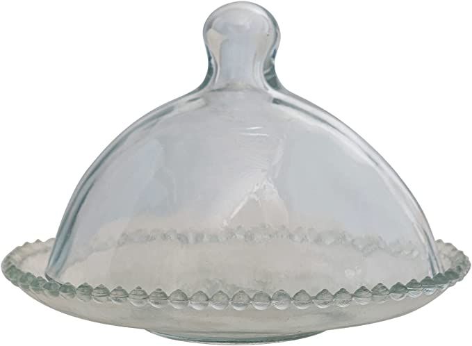 Creative Co-Op Glass Hobnail Edge Tray, Clear Cloche | Amazon (US)