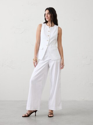 Linen-Blend Long Cutaway Vest | Banana Republic Factory