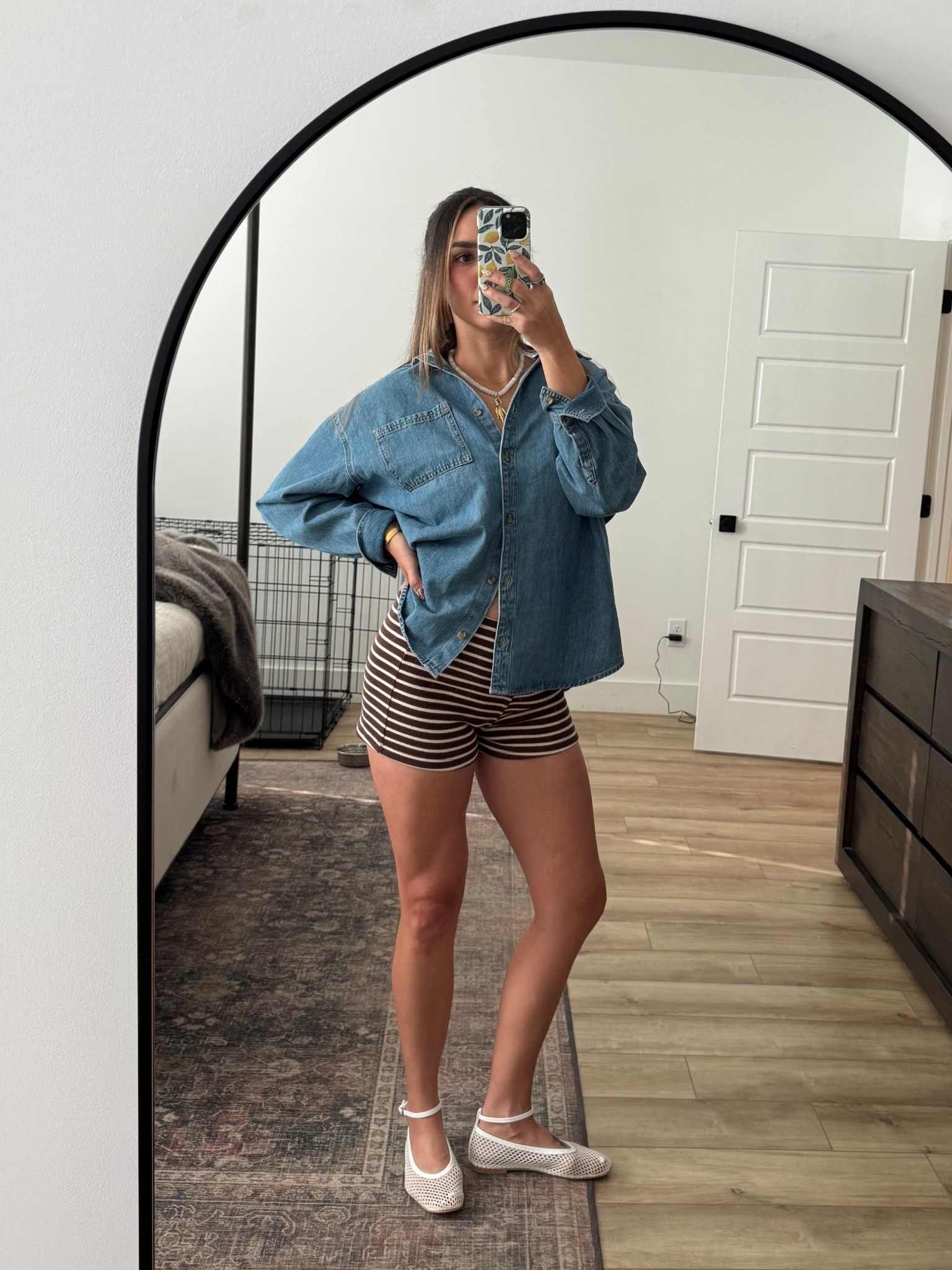 Fall outfit
Ootd
Date night 
Micro shorts 
Stripe shorts
Jean shirt 

#LTKStyleTip #LTKShoeCrush #LTKFindsUnder100