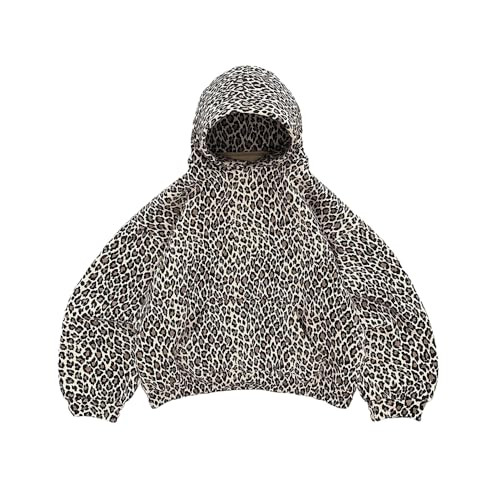 MIFJNF Cheetah Zip Up Hoodie for Women - Oversized Leopard Print Graphic Y2k Vintage 2000s Streetwear (Brown-B, Large) | Amazon (US)