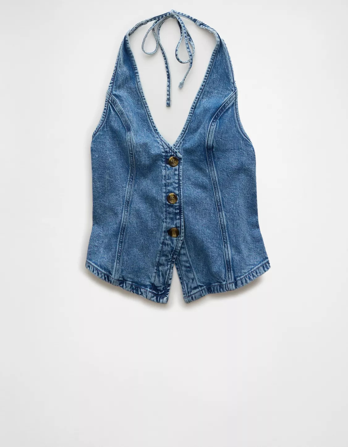 AE Denim V-Neck Halter Vest | American Eagle Outfitters (US & CA)